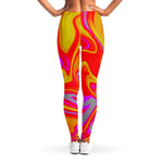 Orange Psychedelic Liquid Trippy Print Women's Leggings