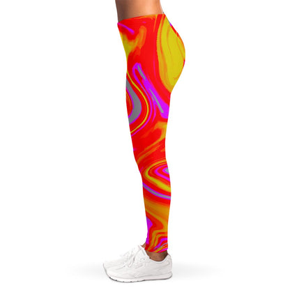 Orange Psychedelic Liquid Trippy Print Women's Leggings
