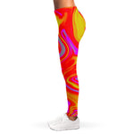 Orange Psychedelic Liquid Trippy Print Women's Leggings