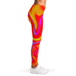 Orange Psychedelic Liquid Trippy Print Women's Leggings