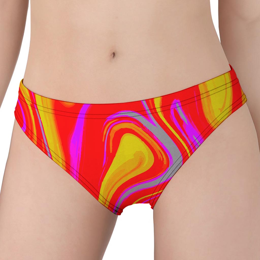 Orange Psychedelic Liquid Trippy Print Women's Panties