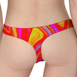 Orange Psychedelic Liquid Trippy Print Women's Thong