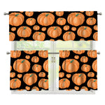 Orange Pumpkin Pattern Print 3 Piece Kitchen Curtains