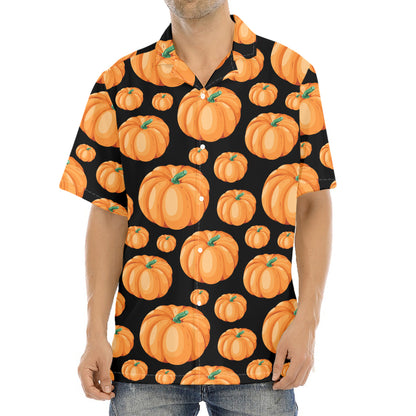 Orange Pumpkin Pattern Print Aloha Shirt