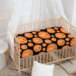 Orange Pumpkin Pattern Print Baby Crib Sheet