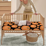 Orange Pumpkin Pattern Print Baby Crib Sheet