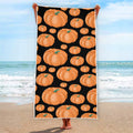 Orange Pumpkin Pattern Print Beach Towel