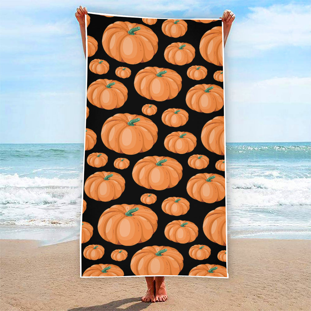 Orange Pumpkin Pattern Print Beach Towel
