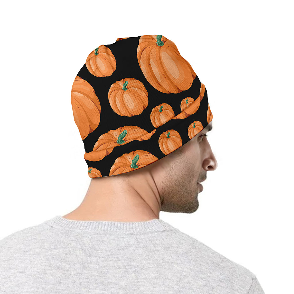 Orange Pumpkin Pattern Print Beanie