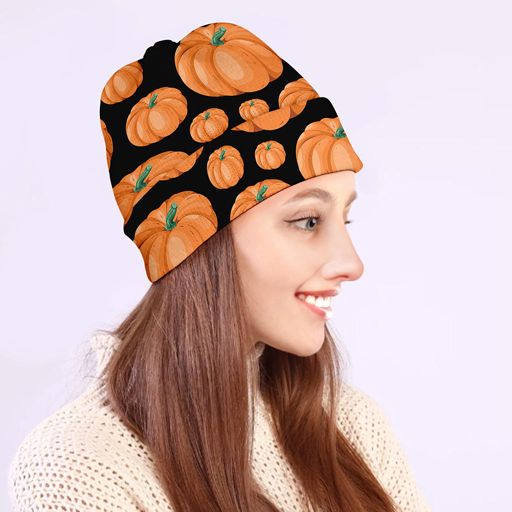 Orange Pumpkin Pattern Print Beanie