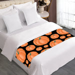 Orange Pumpkin Pattern Print Bed Runner