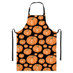 Orange Pumpkin Pattern Print Bib Apron With Pocket