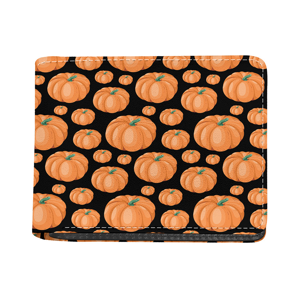 Orange Pumpkin Pattern Print Bifold Wallet