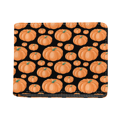 Orange Pumpkin Pattern Print Bifold Wallet