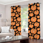 Orange Pumpkin Pattern Print Blackout Grommet Curtains