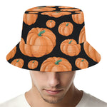 Orange Pumpkin Pattern Print Bucket Hat