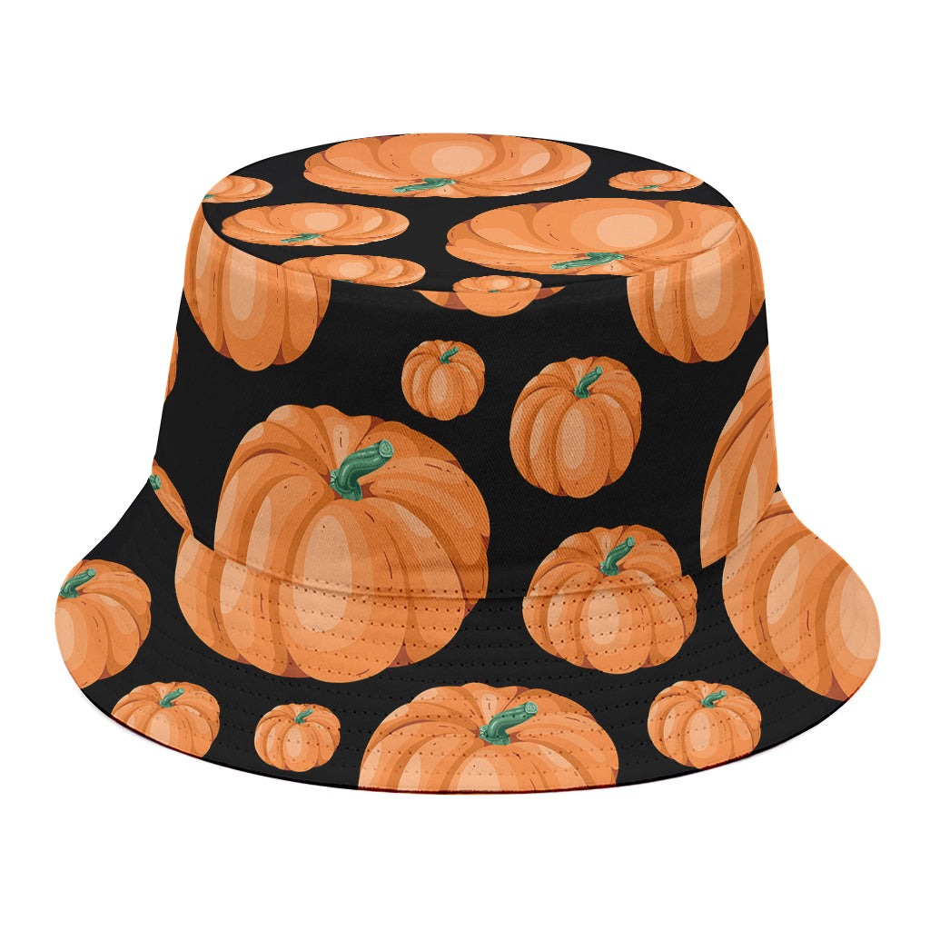 Orange Pumpkin Pattern Print Bucket Hat