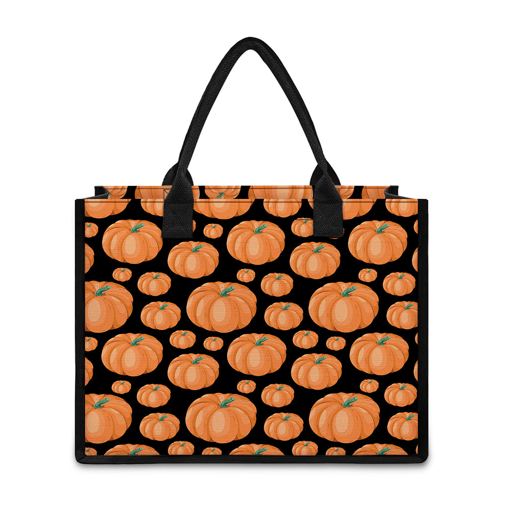 Orange Pumpkin Pattern Print Canvas Tote Bag