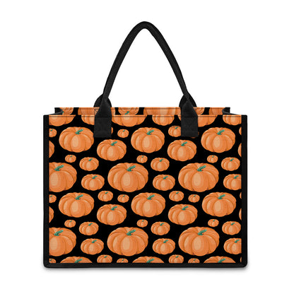 Orange Pumpkin Pattern Print Canvas Tote Bag