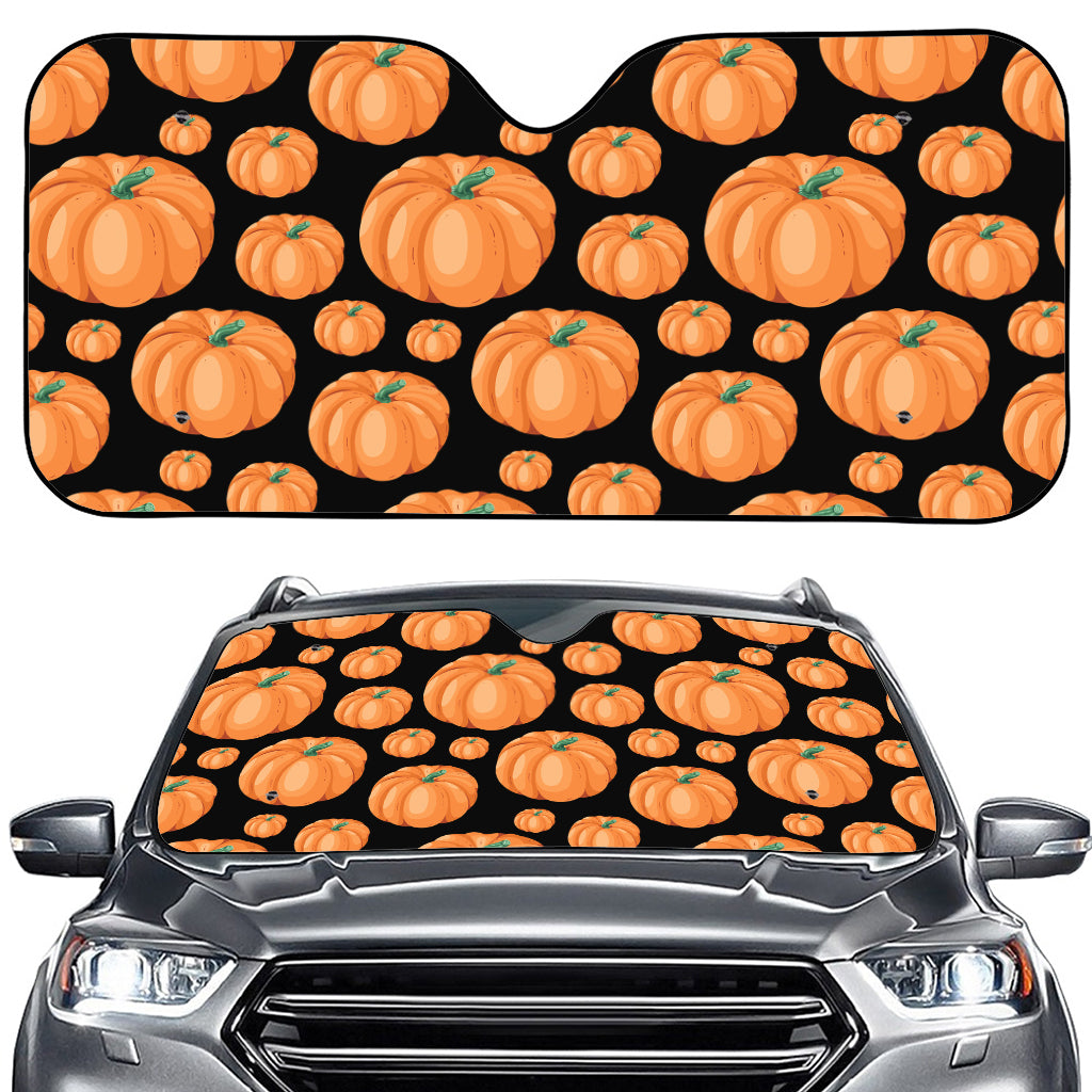 Orange Pumpkin Pattern Print Car Windshield Sun Shade