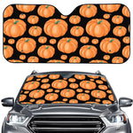 Orange Pumpkin Pattern Print Car Windshield Sun Shade