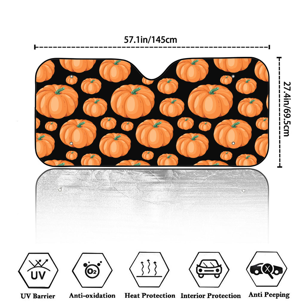 Orange Pumpkin Pattern Print Car Windshield Sun Shade