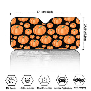 Orange Pumpkin Pattern Print Car Windshield Sun Shade