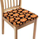 Orange Pumpkin Pattern Print Chair Cushion Cover