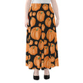 Orange Pumpkin Pattern Print Chiffon Maxi Skirt