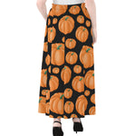 Orange Pumpkin Pattern Print Chiffon Maxi Skirt