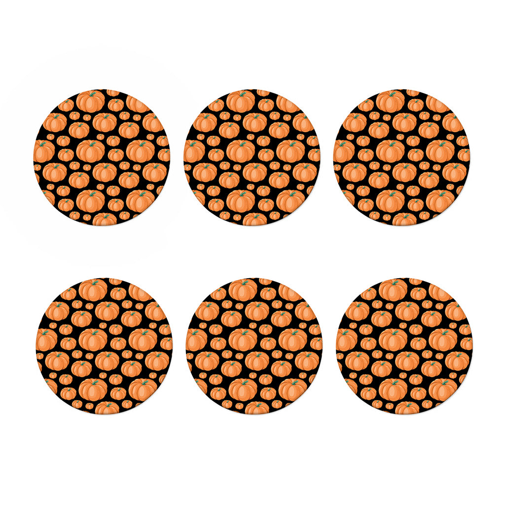 Orange Pumpkin Pattern Print Coaster Set