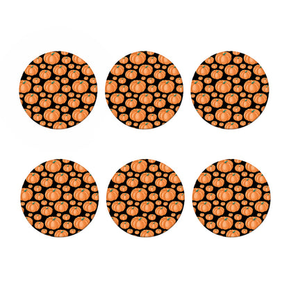 Orange Pumpkin Pattern Print Coaster Set