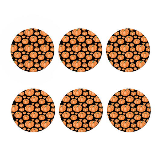 Orange Pumpkin Pattern Print Coaster Set