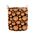 Orange Pumpkin Pattern Print Collapsible Laundry Basket
