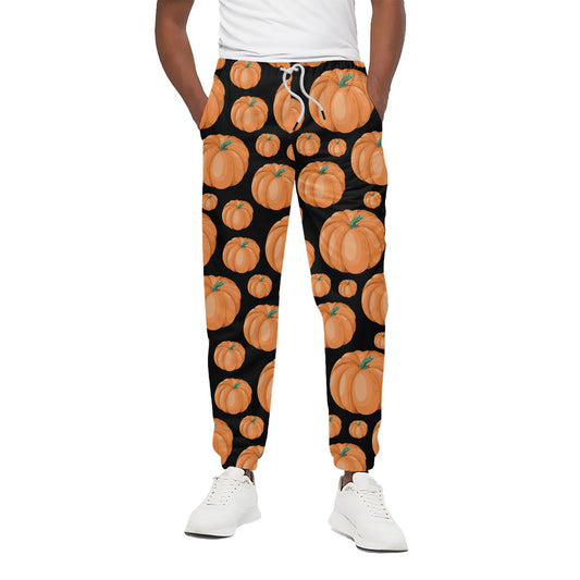 Orange Pumpkin Pattern Print Cotton Pants