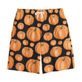 Orange Pumpkin Pattern Print Cotton Shorts