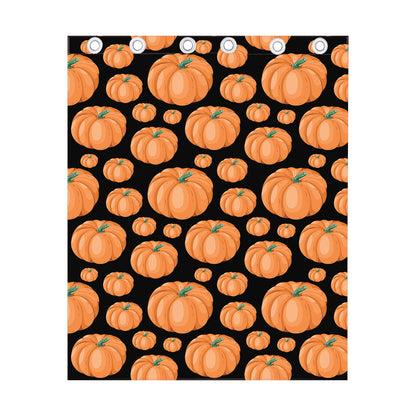 Orange Pumpkin Pattern Print Curtain