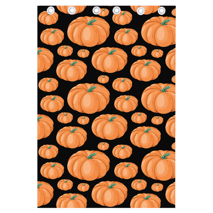 Orange Pumpkin Pattern Print Curtain