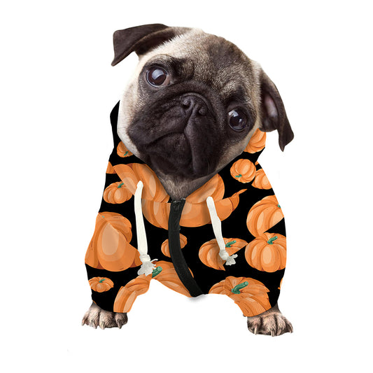 Orange Pumpkin Pattern Print Dog Zip Up Hoodie