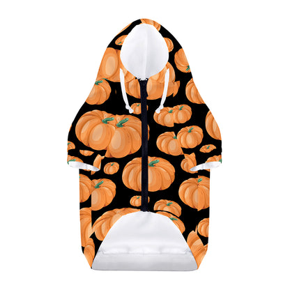 Orange Pumpkin Pattern Print Dog Zip Up Hoodie