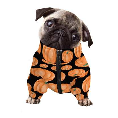 Orange Pumpkin Pattern Print Dog Zip Up Jacket