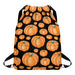 Orange Pumpkin Pattern Print Drawstring Backpack