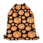 Orange Pumpkin Pattern Print Drawstring Bag
