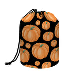 Orange Pumpkin Pattern Print Drawstring Makeup Bag