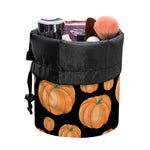 Orange Pumpkin Pattern Print Drawstring Makeup Bag