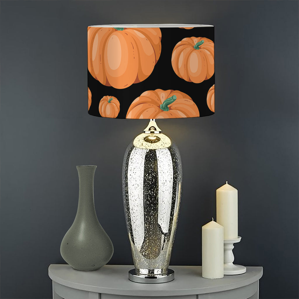 Orange Pumpkin Pattern Print Drum Lamp Shade