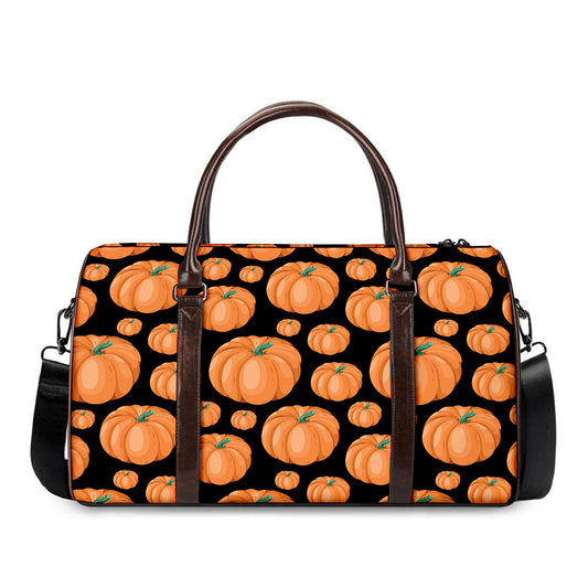 Orange Pumpkin Pattern Print Duffle Bag