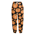 Orange Pumpkin Pattern Print Fleece Lined Knit Pants