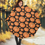 Orange Pumpkin Pattern Print Foldable Umbrella