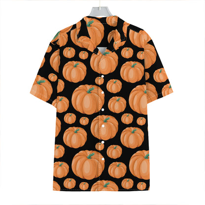 Orange Pumpkin Pattern Print Hawaiian Shirt